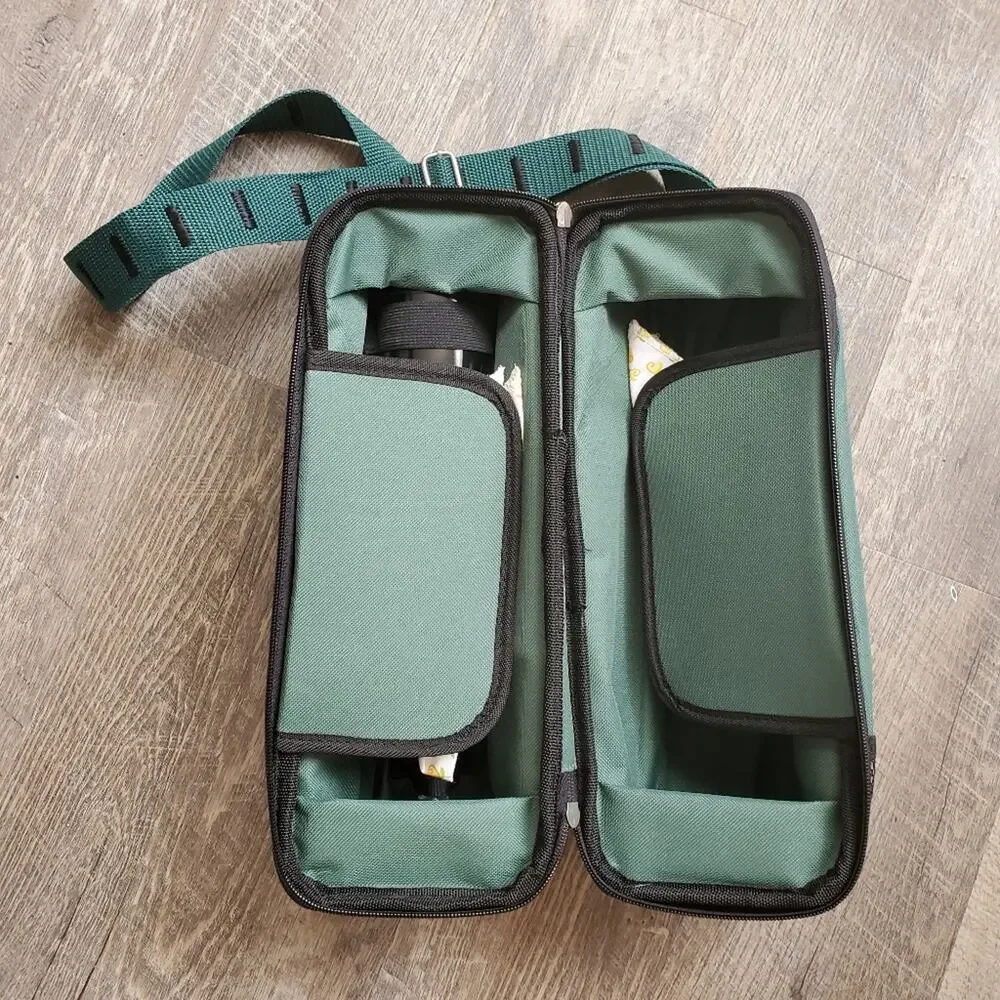 Wine bottle tote with accessories Picnic for two Adjustable shoulder strap